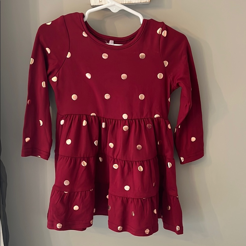 Freestyle Red and Gold Casual Dress with Empire Waist